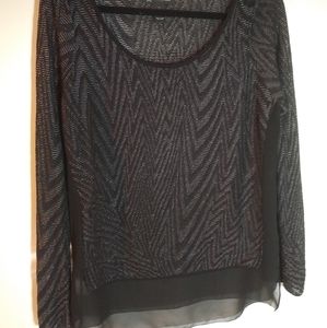 INC Size L black/silver sweater w/sheer accents